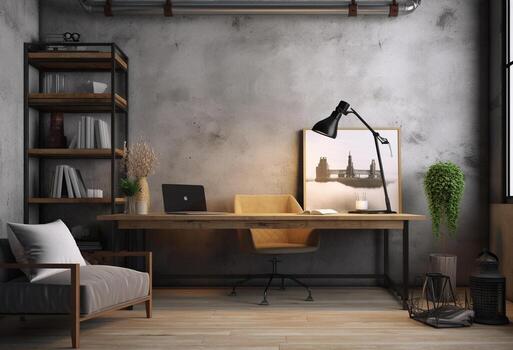 Office room in vintage style with photo