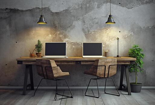 Office room in vintage style with photo