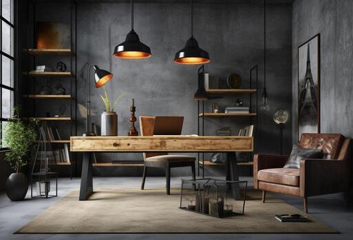 Office room in vintage style with photo