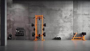 Fitness room in a minimalist style with Generative AI photo