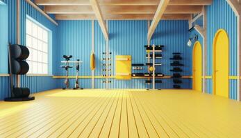 Fitness room in a minimalist style with Generative AI photo