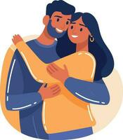 Hand Drawn couple hugging in flat style vector