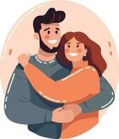 Hand Drawn couple hugging in flat style vector