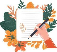 Hand Drawn notebook with flowers in flat style vector