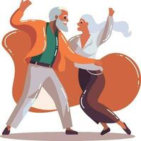 Hand Drawn Happy elderly couple dancing in flat style vector