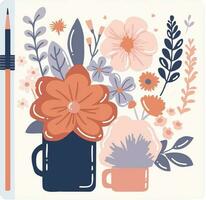 Hand Drawn notebook with flowers in flat style vector