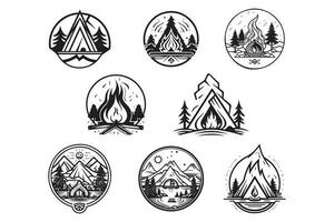 Hand Drawn vintage camping logo in flat style vector