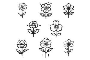 Hand Drawn vintage leaf and flower logo in flat style vector