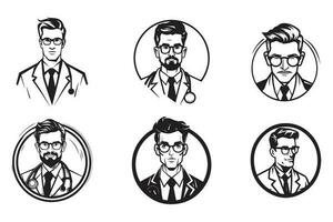 Hand Drawn vintage doctor logo in flat style vector