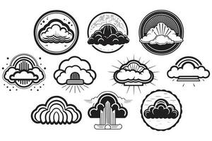 Hand Drawn vintage cloud logo in flat style vector