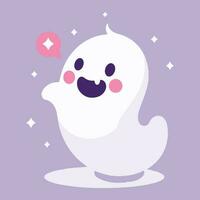 Hand Drawn cute ghost in flat style vector