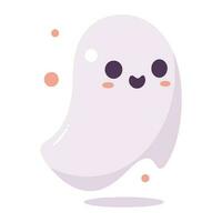 mano dibujado linda fantasma en plano estilo vector