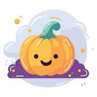 Hand Drawn cute halloween pumpkin in flat style vector