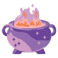 Hand Drawn cute Witch Cauldron in flat style vector