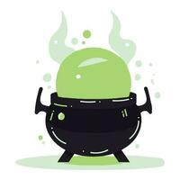 Hand Drawn cute Witch Cauldron in flat style vector