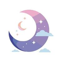 Hand Drawn crescent moon in flat style vector