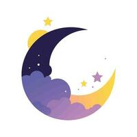 mano dibujado creciente Luna en plano estilo vector