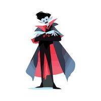 Hand Drawn halloween cute vampire in flat style vector