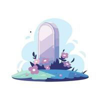 Hand Drawn Halloween Gravestone in flat style vector