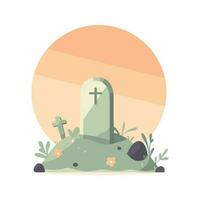 Hand Drawn Halloween Gravestone in flat style vector