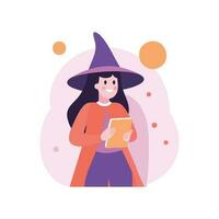 Hand Drawn Halloween cute witch in flat style vector