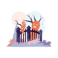 Hand Drawn Halloween castle fence in flat style vector