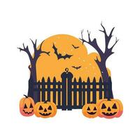 Hand Drawn Halloween castle fence in flat style vector