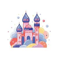 Hand Drawn halloween castle in flat style vector