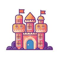 Hand Drawn halloween castle in flat style vector