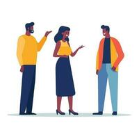 Hand Drawn group of friends talking in flat style vector