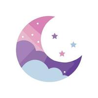 mano dibujado creciente Luna en plano estilo vector