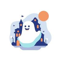 Hand Drawn Halloween cute ghost in flat style vector