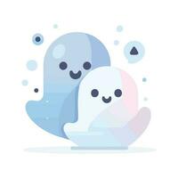 Hand Drawn Halloween cute ghost in flat style vector