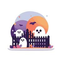 Hand Drawn Halloween cute ghost in flat style vector