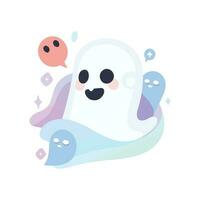 Hand Drawn Halloween cute ghost in flat style vector