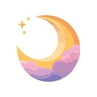 mano dibujado creciente Luna en plano estilo vector