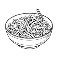 Hand Drawn delicious noodles in doodle style vector