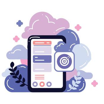 Smartphone and business in UX UI flat style vector