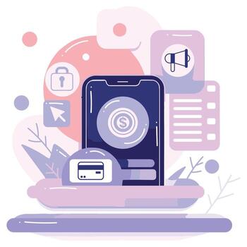 Smartphone and business in UX UI flat style vector