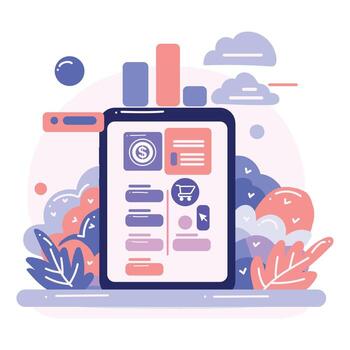 Smartphone and business in UX UI flat style vector