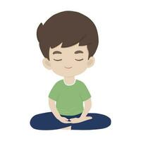 boy meditating in lotus pose. mindful lifestyle concept. vector