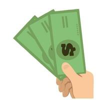 hand man holding dollar cash, Hands holding money. Cartoon flat vector illustration