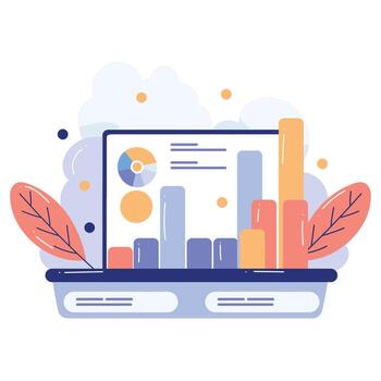 Smartphone and business in UX UI flat style vector