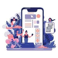Smartphone and business in UX UI flat style vector