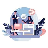 Smartphone and business in UX UI flat style vector