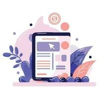 Smartphone and business in UX UI flat style vector