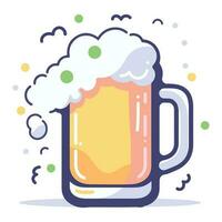 Hand Drawn beer glass in flat style vector