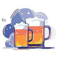 mano dibujado cerveza vaso en plano estilo vector