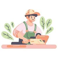 Hand Drawn carpenter character in flat style vector