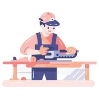 Hand Drawn carpenter character in flat style vector